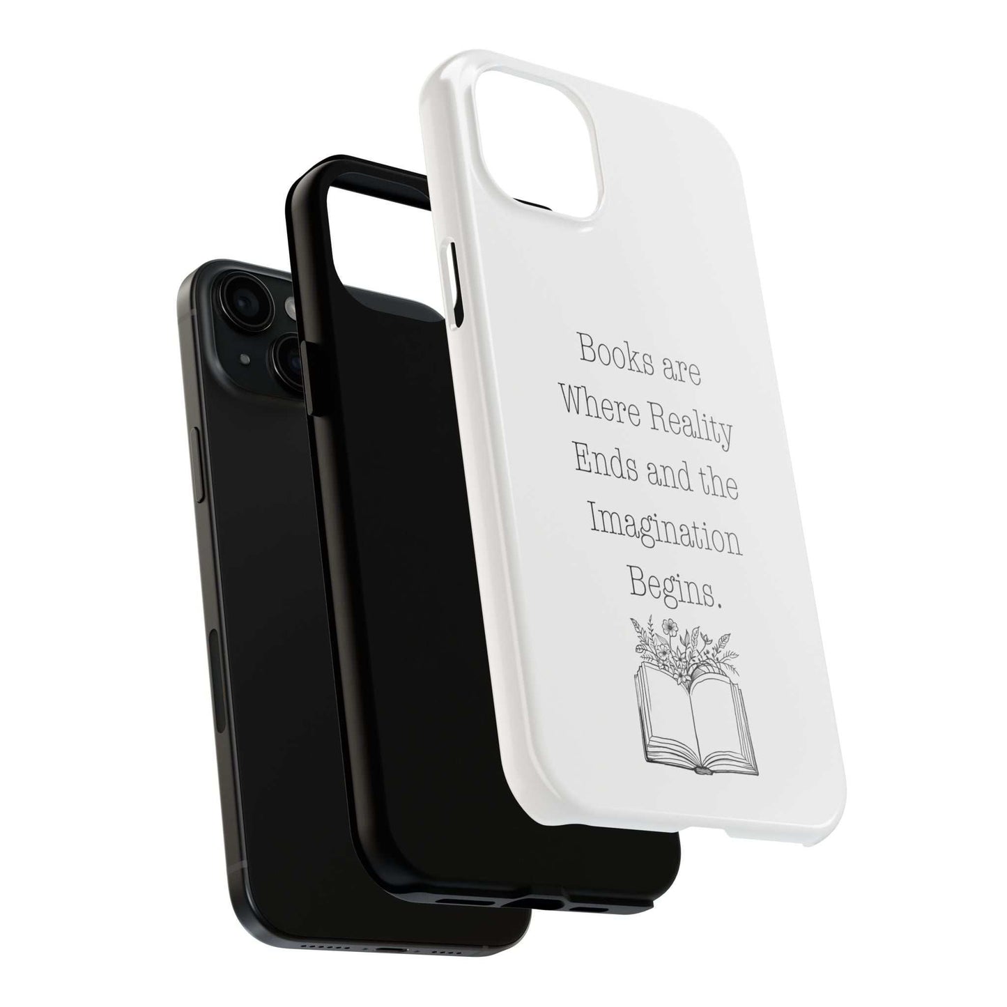 Quote Book Phone Case with floral book design, durable Lexan plastic, glossy finish.