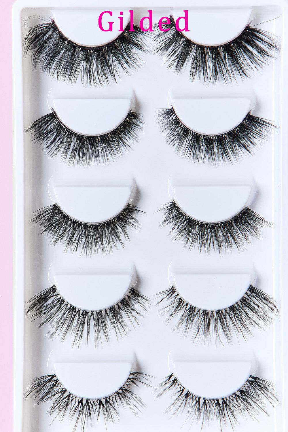 SO PINK BEAUTY Faux Mink Eyelashes Variety Pack, 5 Pairs, transparent band, soft, lightweight, durable, long-lasting curl.