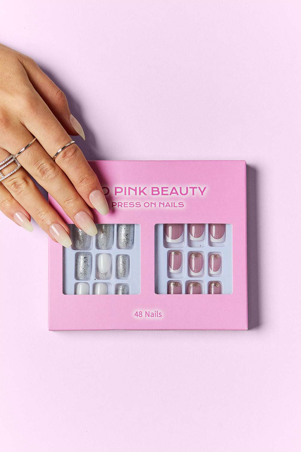 SO PINK BEAUTY Press On Nails 2 Packs with 48 nails and glue for easy application.