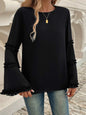 Devine Frill Round Neck Long Sleeve Top