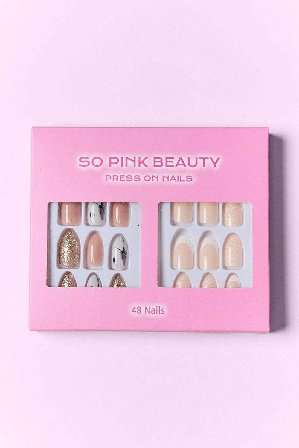 SO PINK BEAUTY Press On Nails 2 Packs with chic designs and easy application.