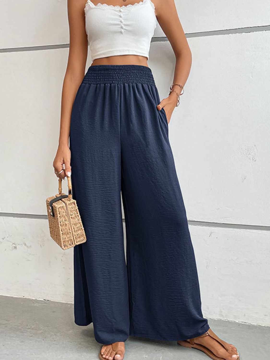 Perfee Wide Waistband Relax Fit Long Pants