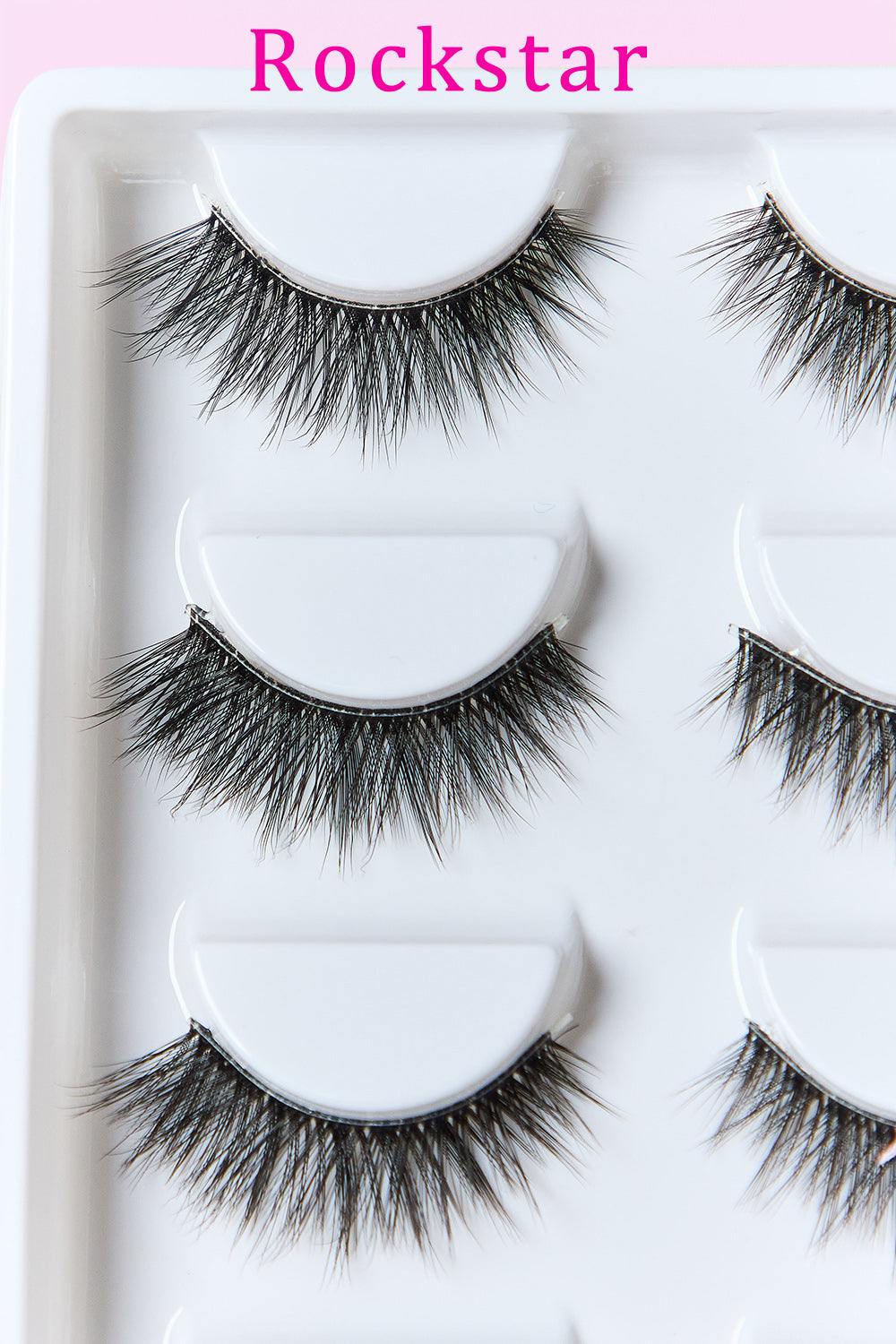 PINK BEAUTY Faux Mink Eyelashes 5 Pairs in packaging, soft and lightweight with a natural look.