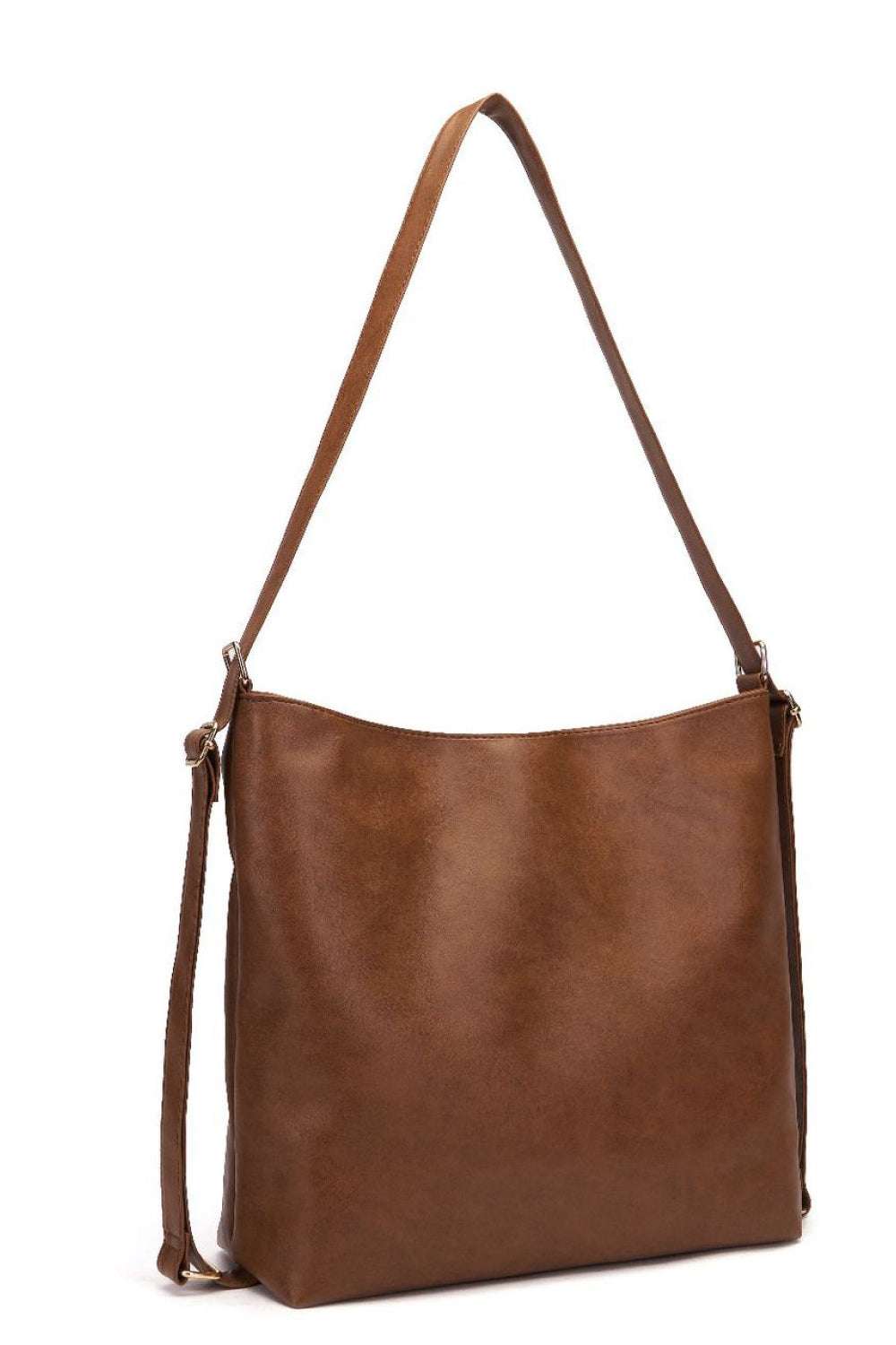 Large PU leather crossbody bag with adjustable strap.