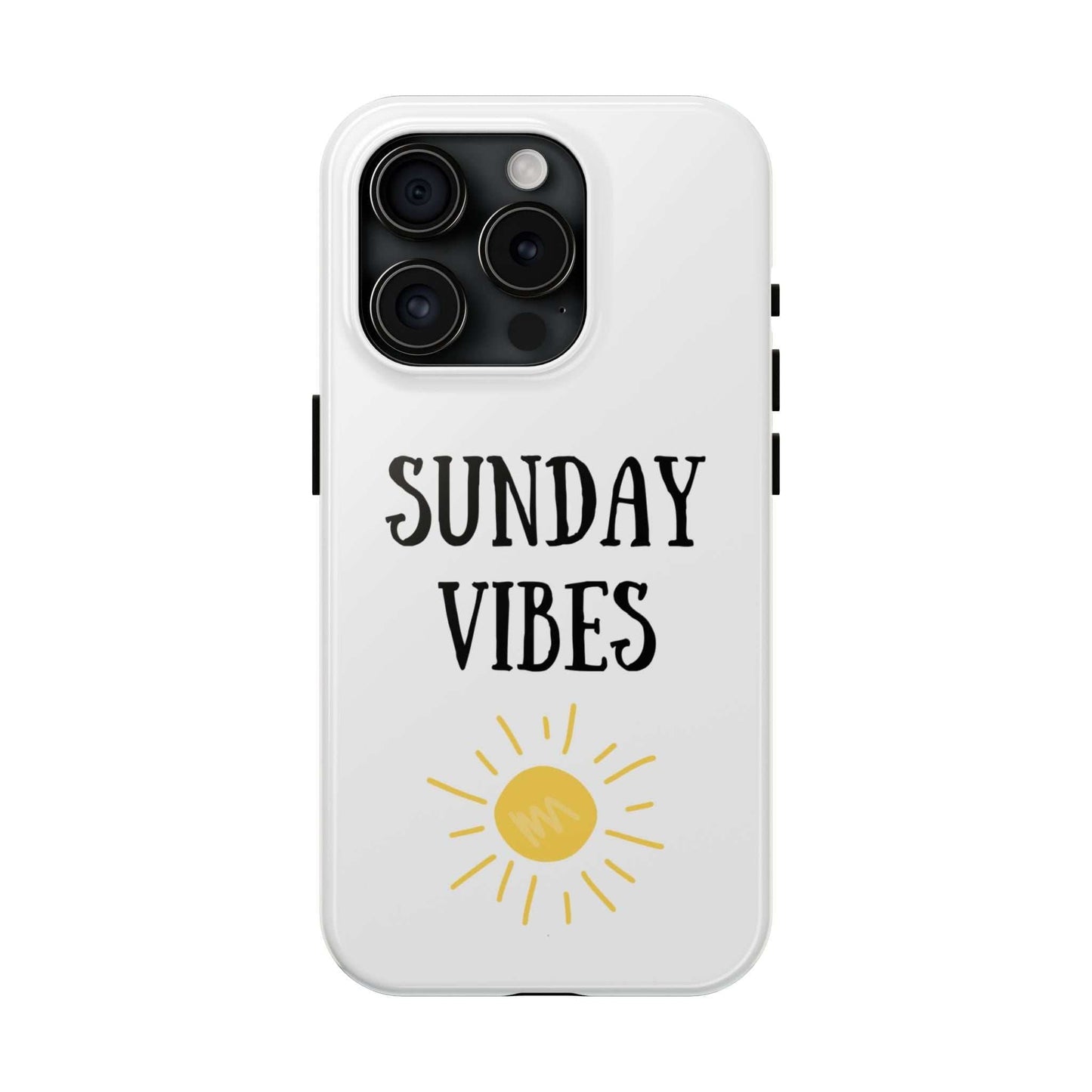 Sunday Vibes sun graphic phone case with durable Lexan plastic and glossy finish.