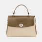 David Jones Striped Contrast Handbag in PU leather with structured design and handle, stylish and modern accessory.