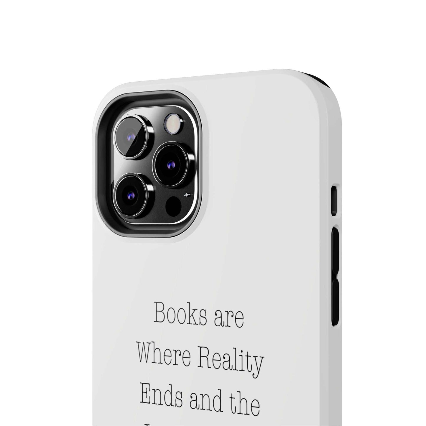 Durable quote book phone case with flower graphic, Lexan plastic, shock-absorbing liner, and UV protection; perfect for literary enthusiasts.