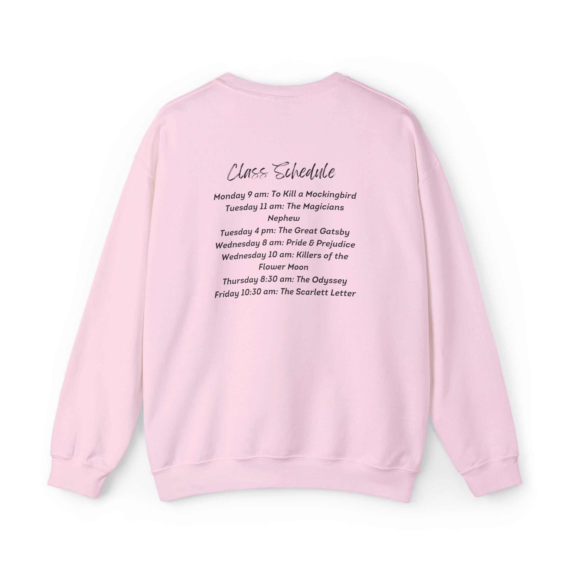 Bookworm University Crewneck Sweatshirt with 'Est 2024' Design, cozy and stylish for book lovers and students, made of 50% cotton and 50% polyester.