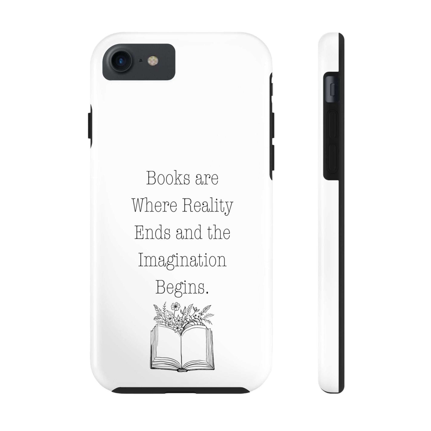 Quote Book Phone Case with floral book graphic, durable Lexan plastic, and shock-absorbing rubber liner.