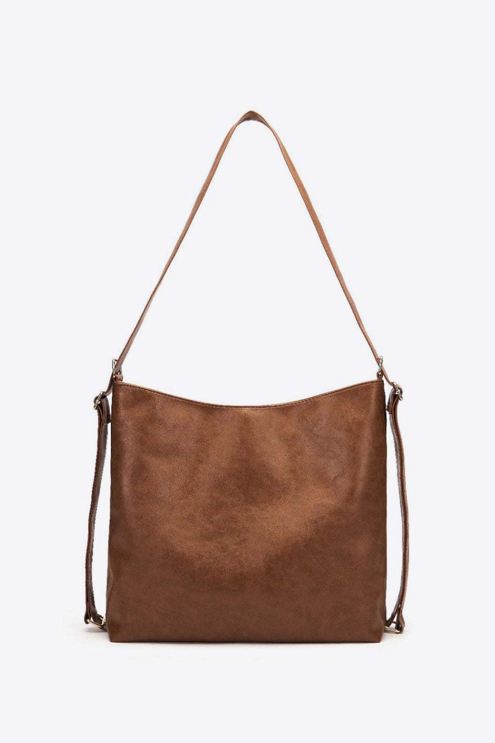 Large PU Leather Crossbody Bag, brown, 13.4x5.5x13.4 inches