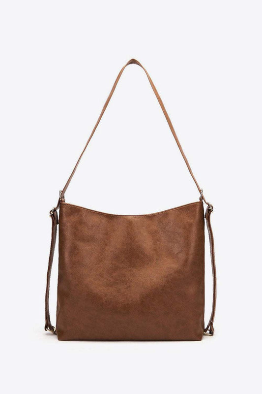 Large PU Leather Crossbody Bag, brown, 13.4x5.5x13.4 inches