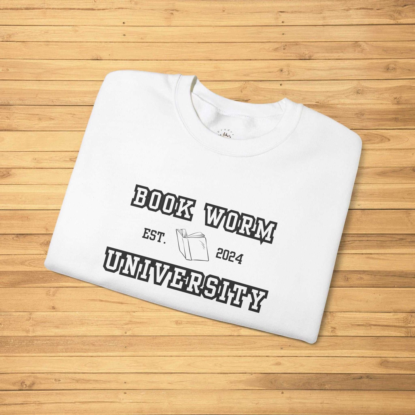 Bookworm University Crewneck Sweatshirt - Est 2024 Design, cozy and stylish with book graphic, perfect for book lovers and students.