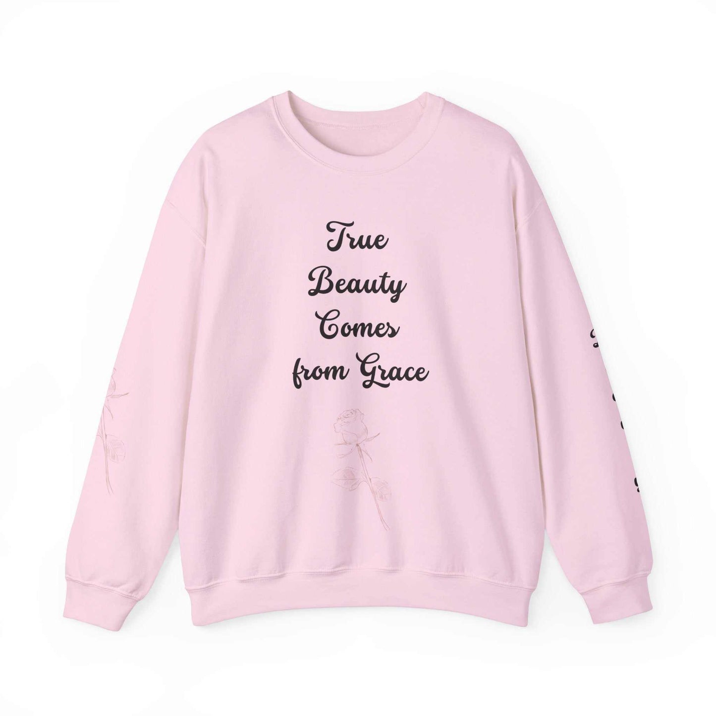 Beauty Roses Crewneck Sweatshirt - Dusty Rose Silhouette Design