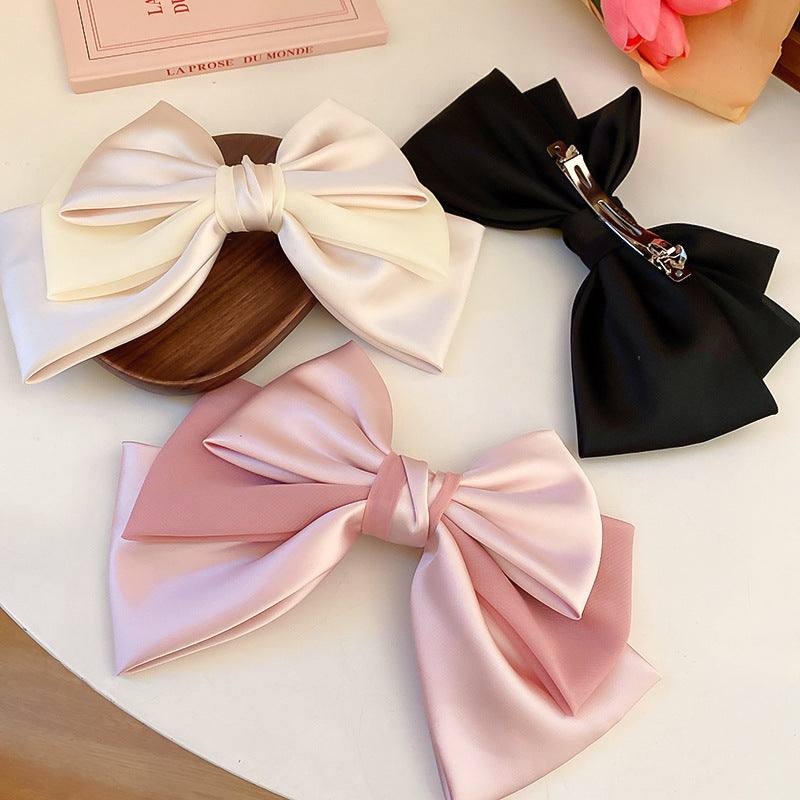 Bow Cloth Hair Clip Blush Pink Black Ivory