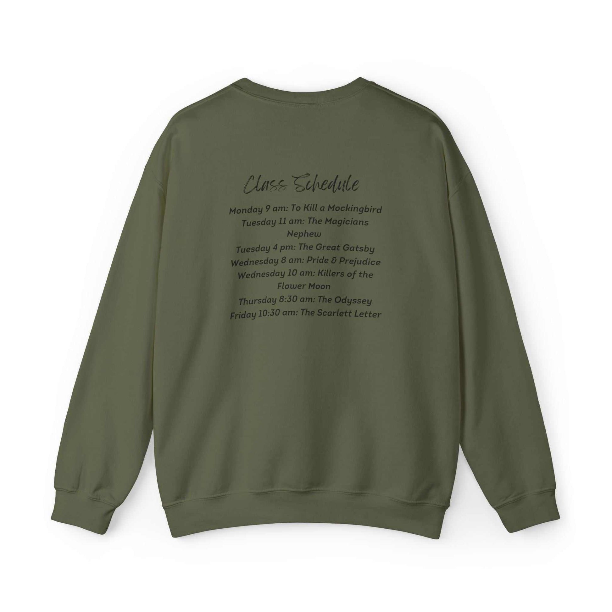 Bookworm University Crewneck Sweatshirt with 'Est 2024' design, classic fit, medium-heavy fabric blend, book-themed, for book lovers and students.