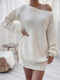 Rib-Knit Mini Sweater Dress White