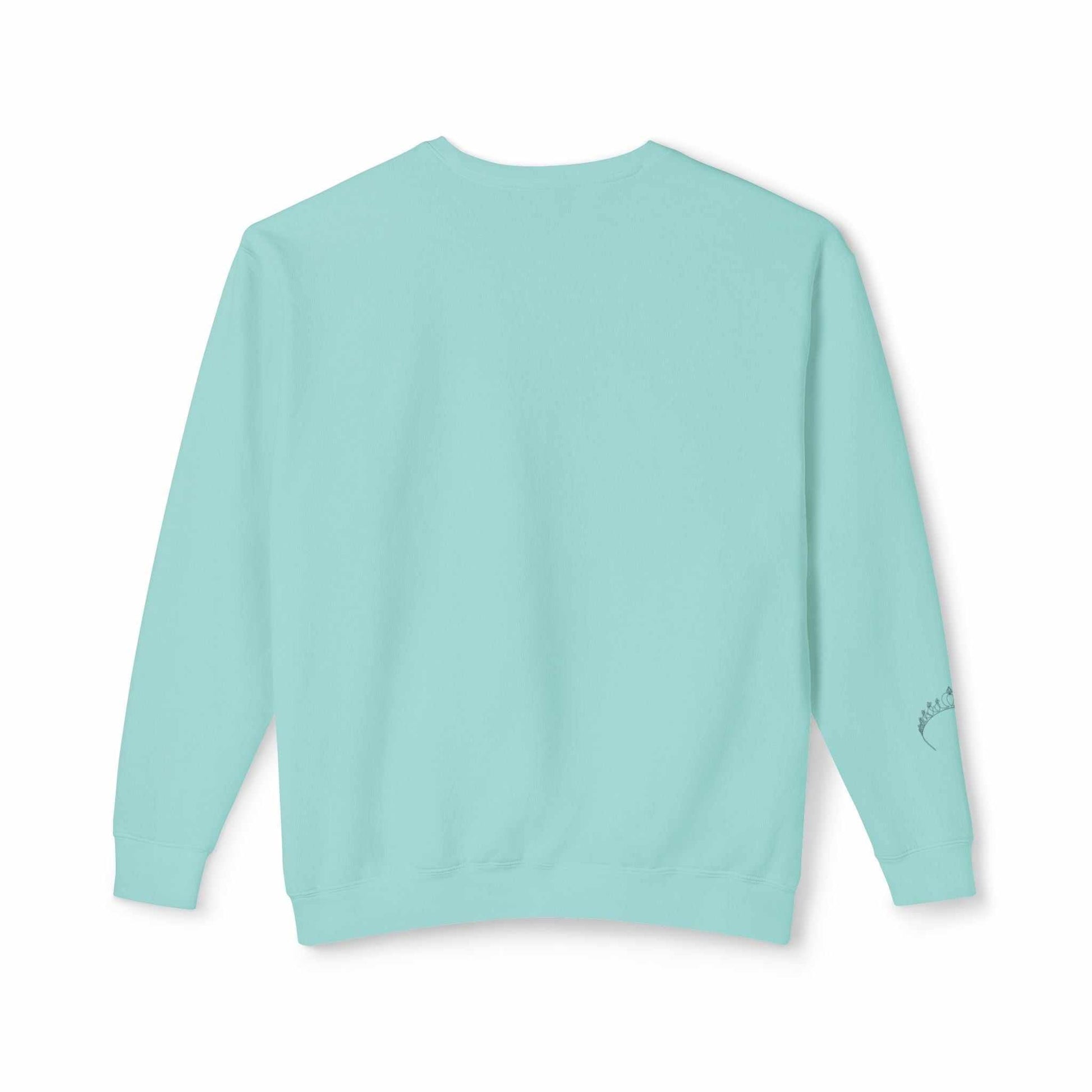 Light blue Queens Mystery Sweatshirt with an enigmatic design, perfect for casual wear.