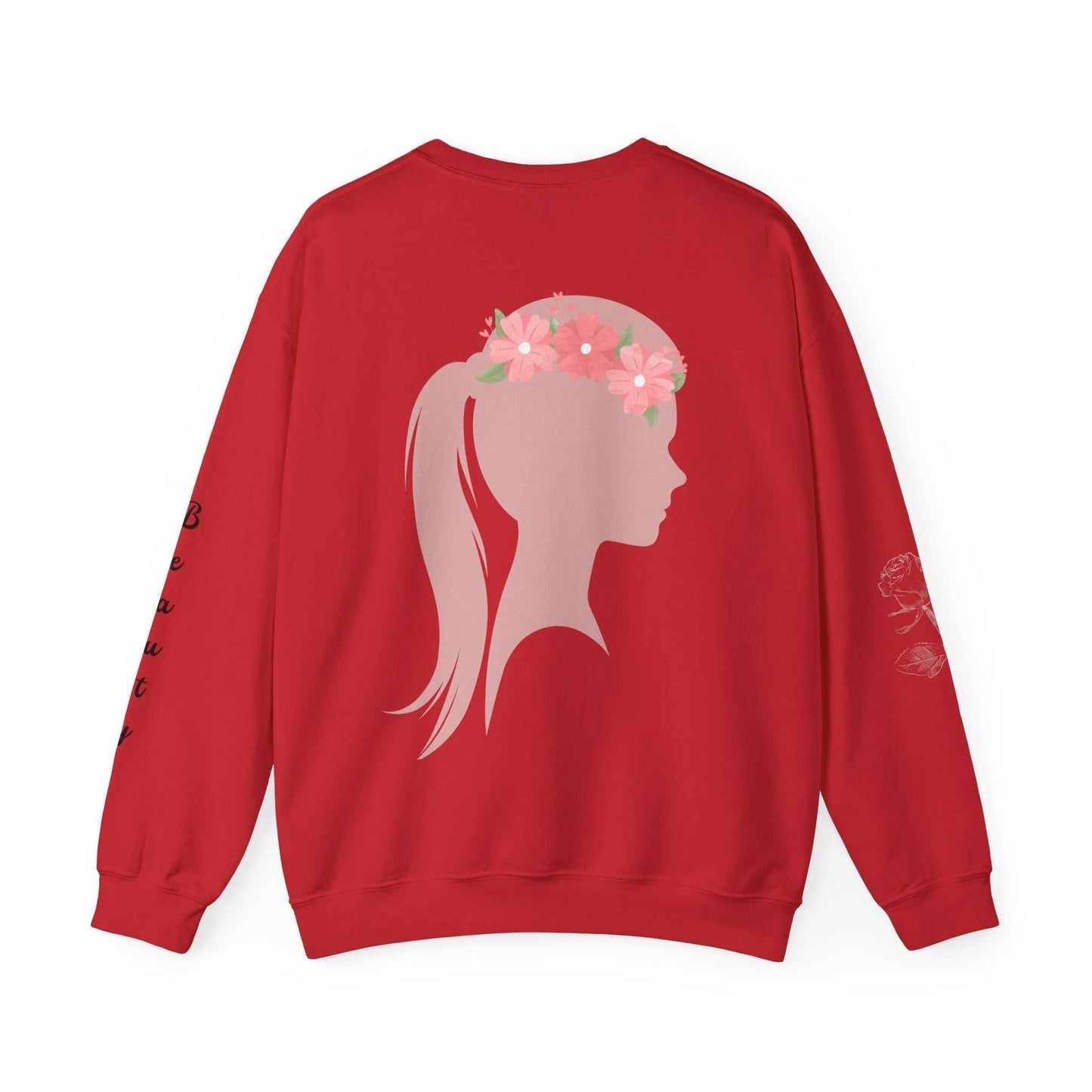 Beauty Roses Crewneck Sweatshirt - Dusty Rose Silhouette Design