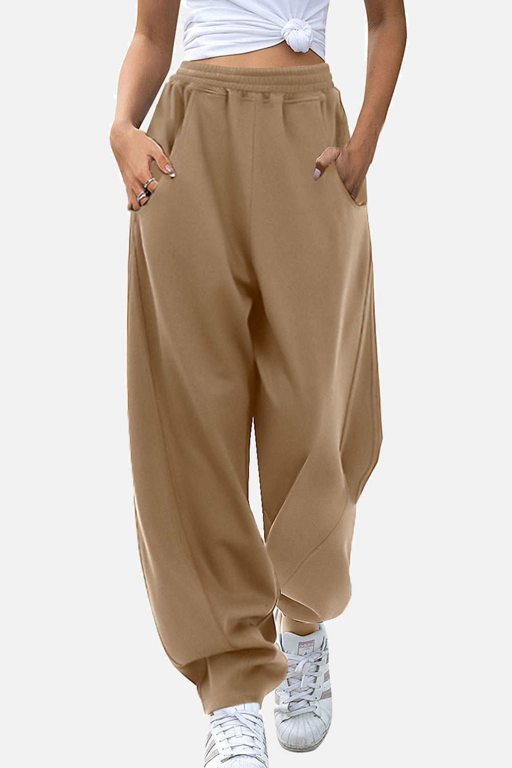 Elastic Waist Sweatpants with Pockets