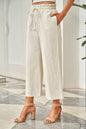 Drawstring Paperbag Waist Wide Leg Pants