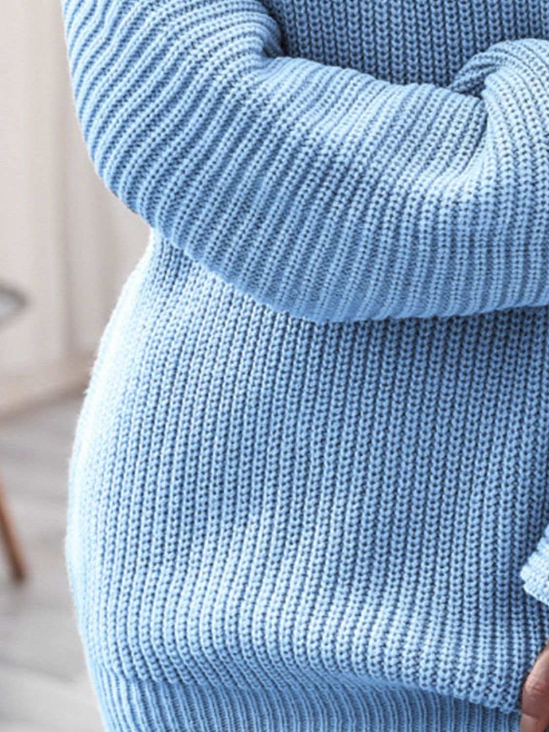 Rib-Knit Mini Sweater Dress Pastel Blue