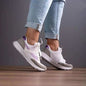 Mesh contrast round toe sneakers with rubber and mesh material, shown in white and purple design.