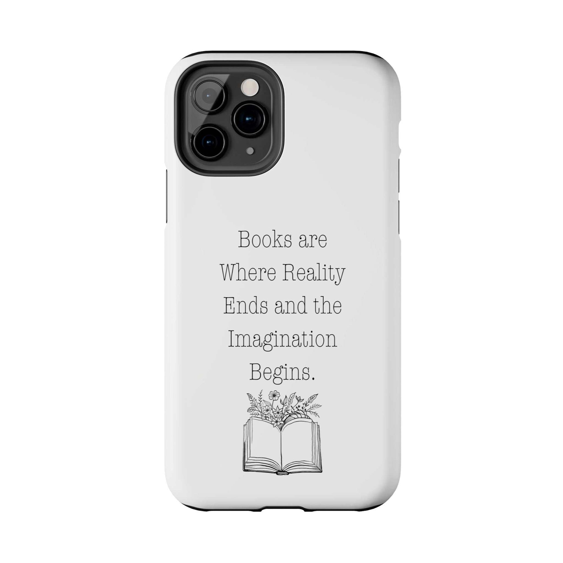 Quote Book Phone Case with floral book graphic, durable Lexan plastic, UV protection. Ideal for book lovers.