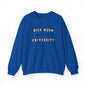 Bookworm University Crewneck Sweatshirt with 'Est 2024' design in blue, featuring a classic fit and medium-heavy fabric blend.