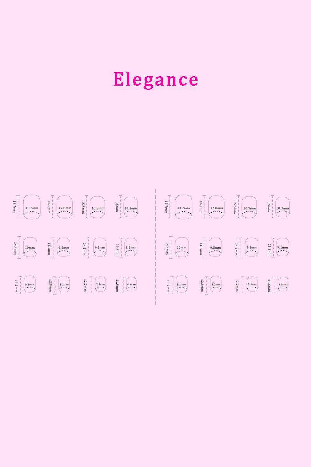 SO PINK BEAUTY Press On Nails Elegance Chart with Nail Sizes