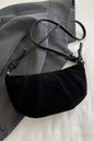 Suede Croissant Shape Shoulder Bag Black