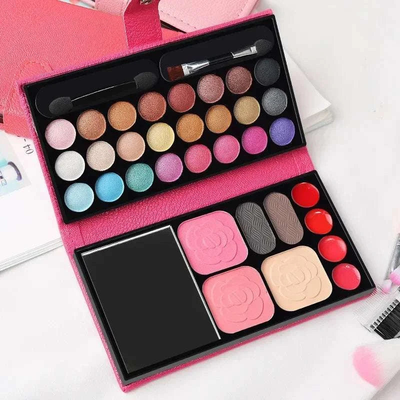 33 Colors Makeup Set with Eyeshadow, Blush, Lipstick, and Mirror in a Portable Palette for Beginners.