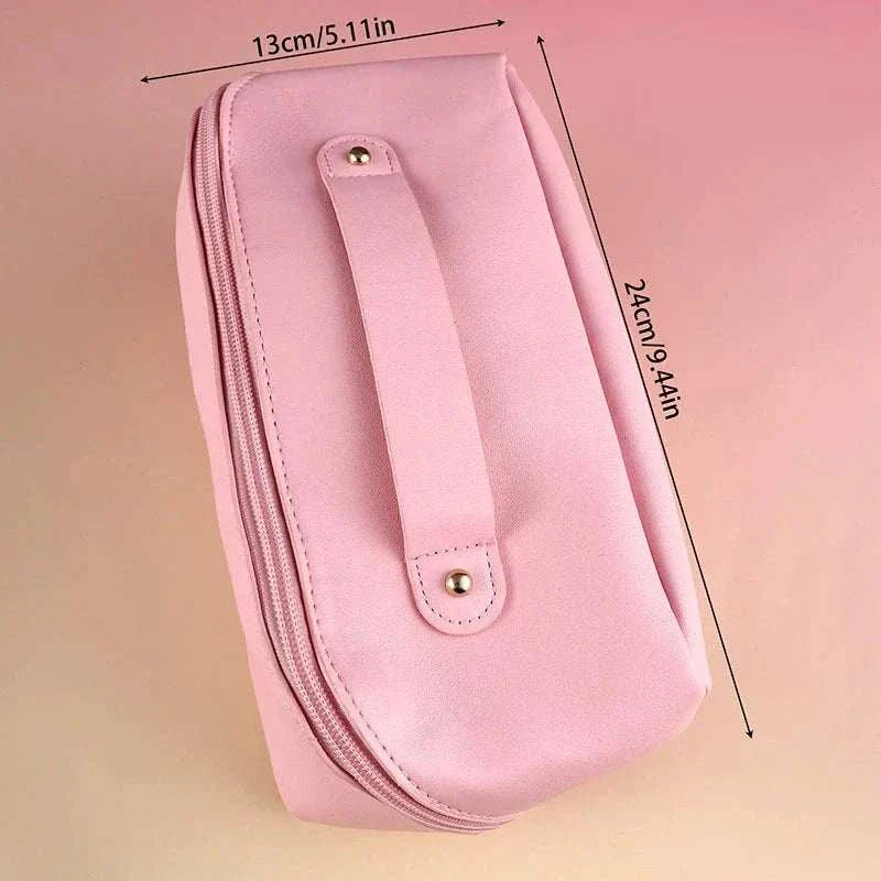 27-piece makeup tool set in pink cosmetic bag, QIBANHUA, portable for travel, daily use.