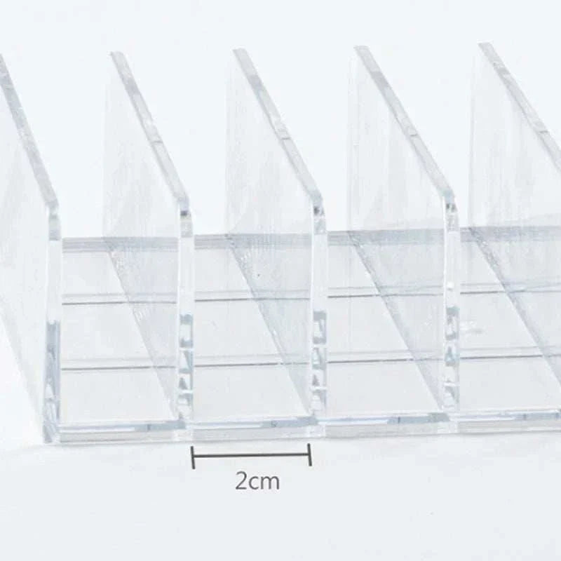 7-compartment plastic makeup organizer tray for cosmetics storage.