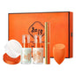 Professional makeup set kit with lip gloss and eyeshadow palette.