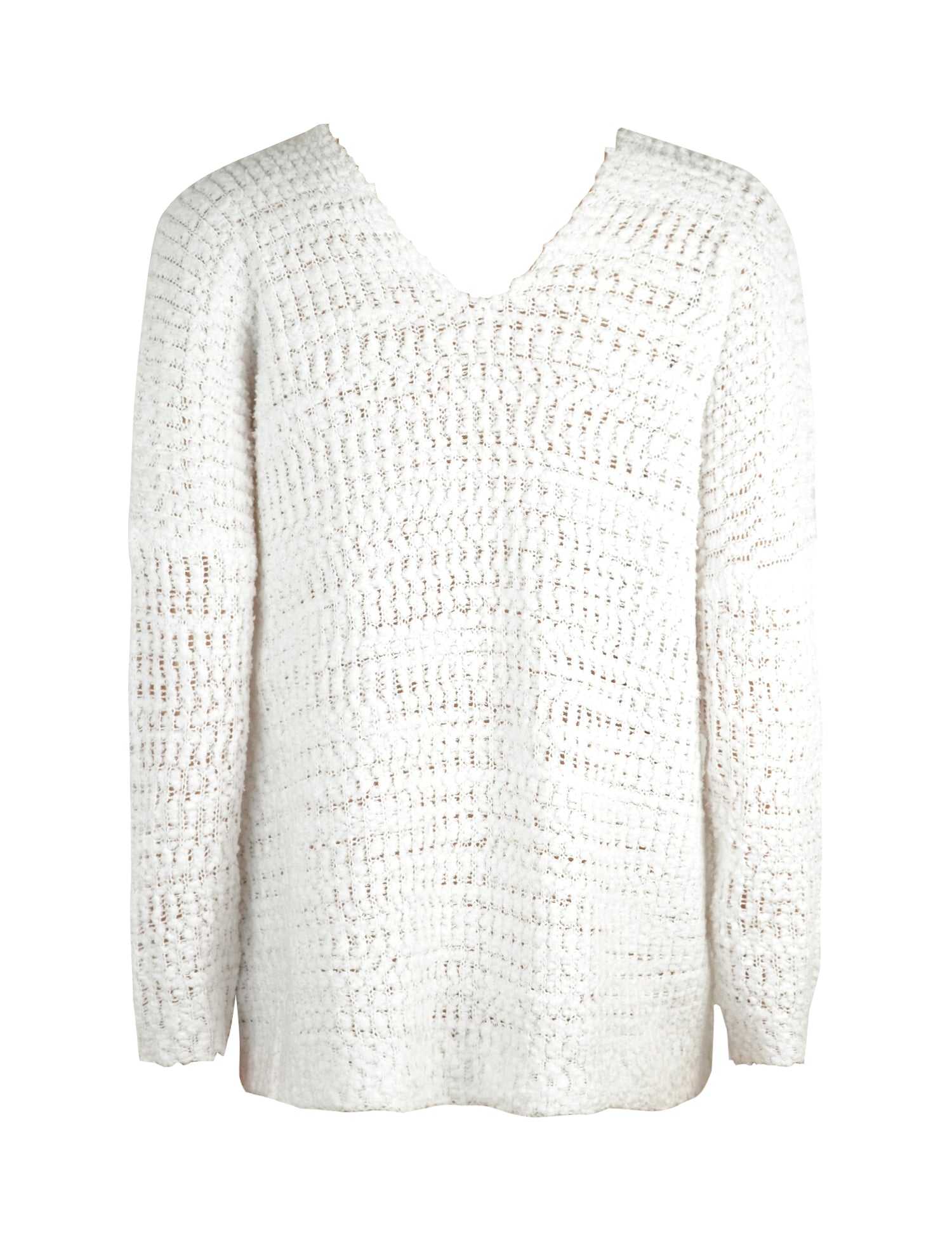 Angel Wings Single Shoulder Long Sleeve Sweater in white acrylic with moderate stretch.