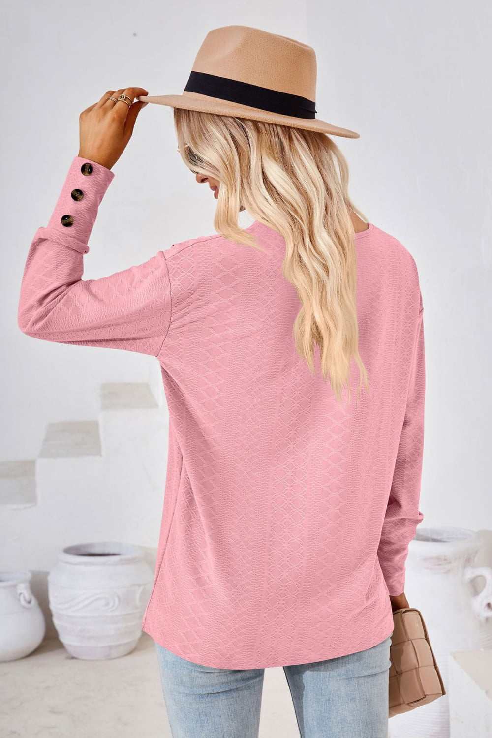 V-Neck Long Sleeve Blouse