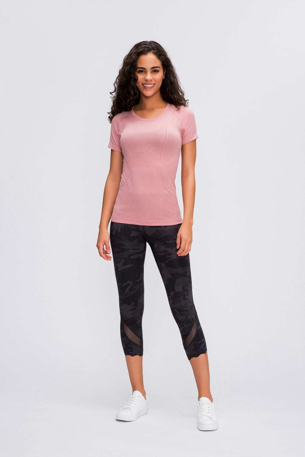 Millennia round neck short sleeve active t-shirt, pink, women's sportswear.