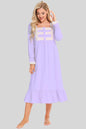 Lace detail square neck flounce sleeve night dress in lavender.