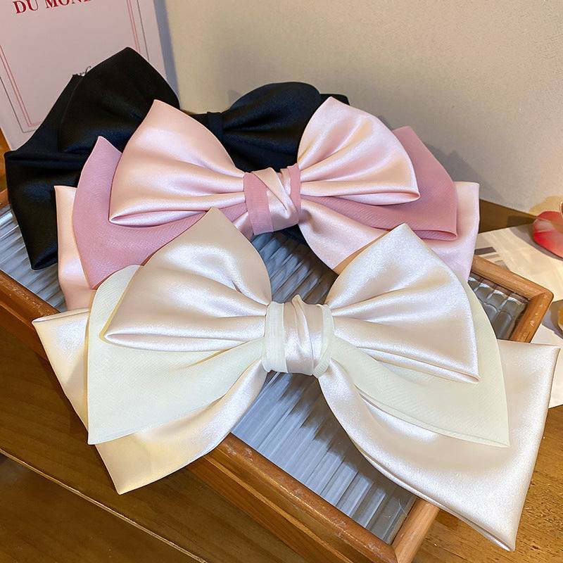 Bow Cloth Hair Clip Blush Pink Black Ivory