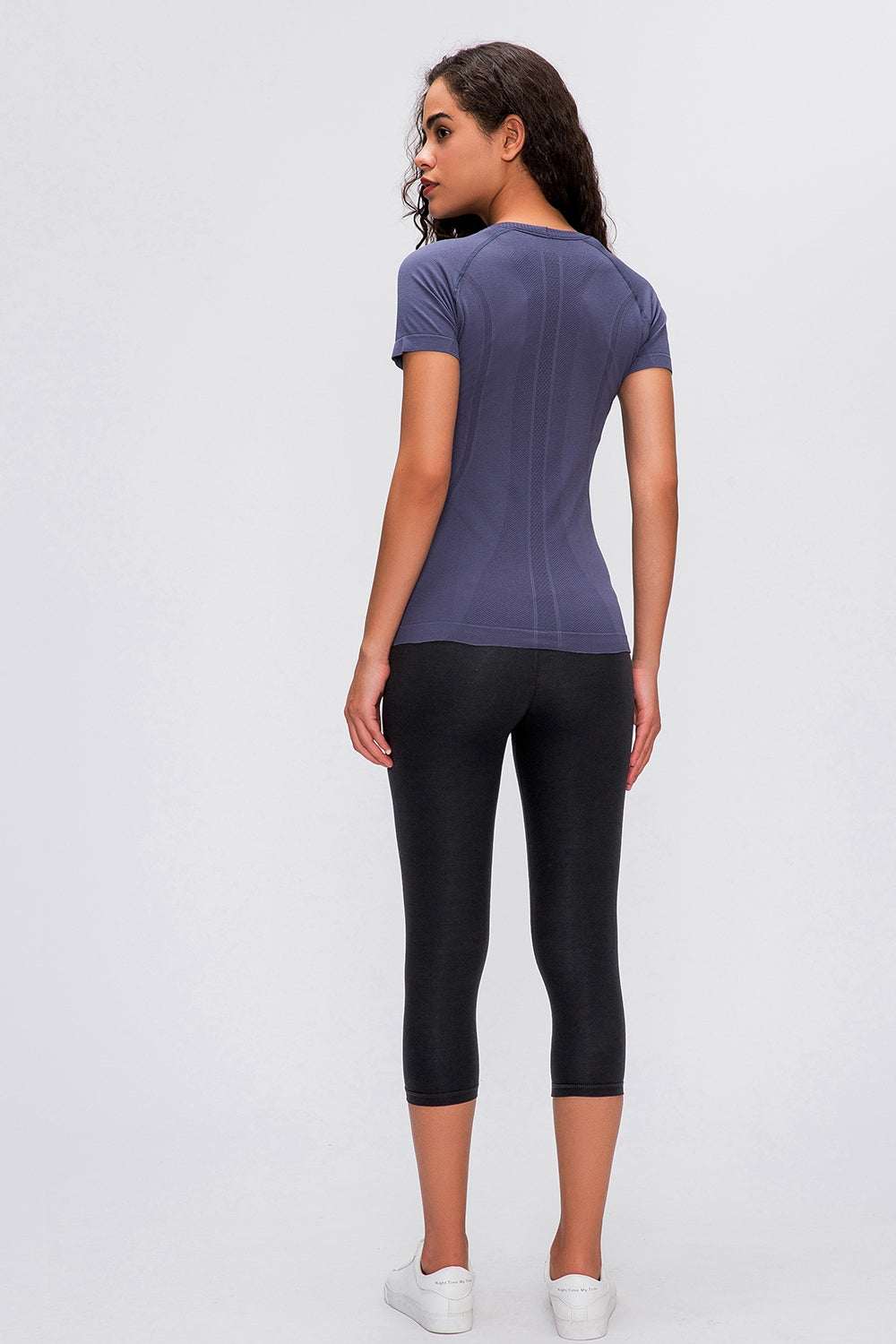 Millennia Round Neck Short Sleeve Active T-Shirt in nylon, rear view.