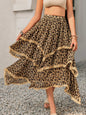 Lace Detail Layered Printed Skirt Leopard 