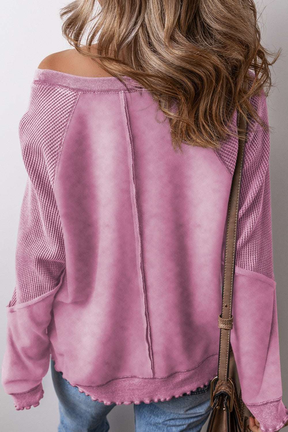 Exposed Seam Long Sleeve Sweatshirt Dusty Pink