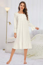 Flounce Sleeve Ruffle Hem Night Dress with lace detail and opaque fabric.