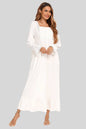 Lace detail square neck flounce sleeve night dress in white.