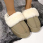 Plush Platform Slippers with Letter Strap