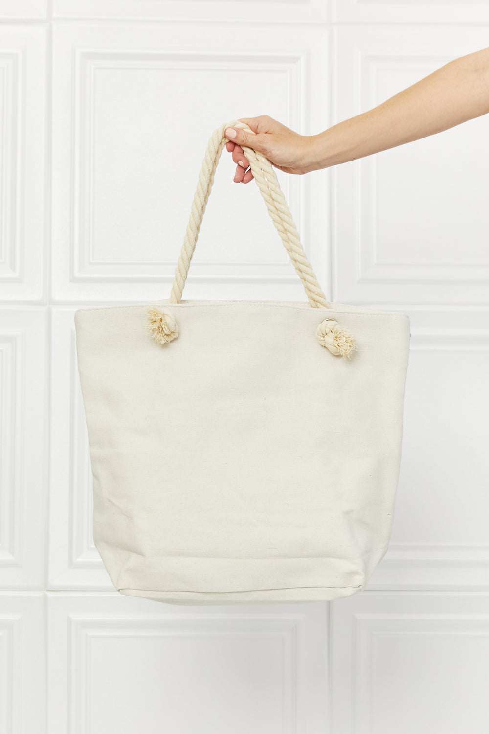 Justin Taylor Picnic Date Tassel Tote Bag with rope handles