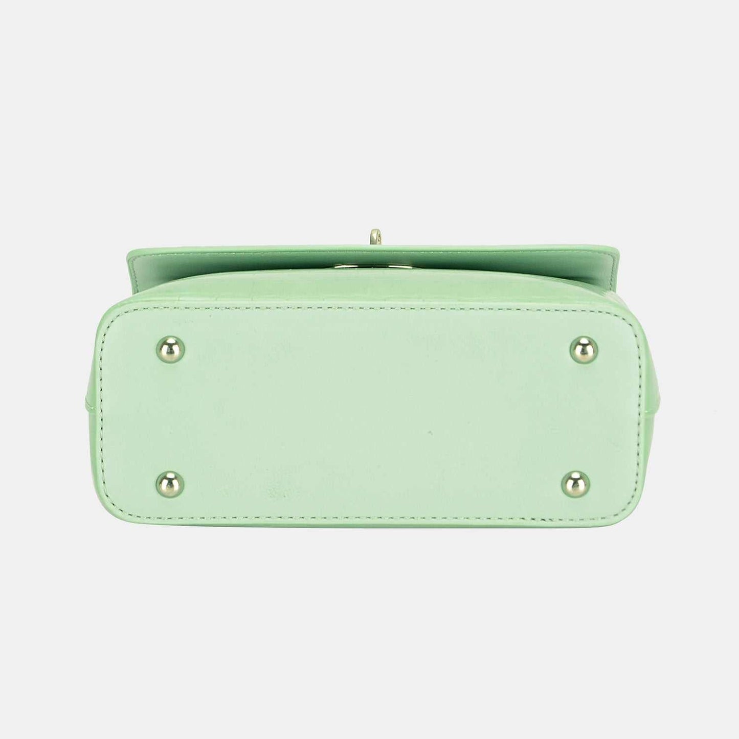 David Jones Texture PU Leather Handbag, small size, mint green, bottom view.