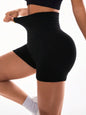 High Waist Active Shorts with moderate stretch in black, made from 90% polyamide and 10% elastane.