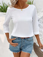 Round Neck Three-Quarter Sleeve Blouse