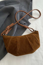 Suede Croissant Shape Shoulder Bag Brown